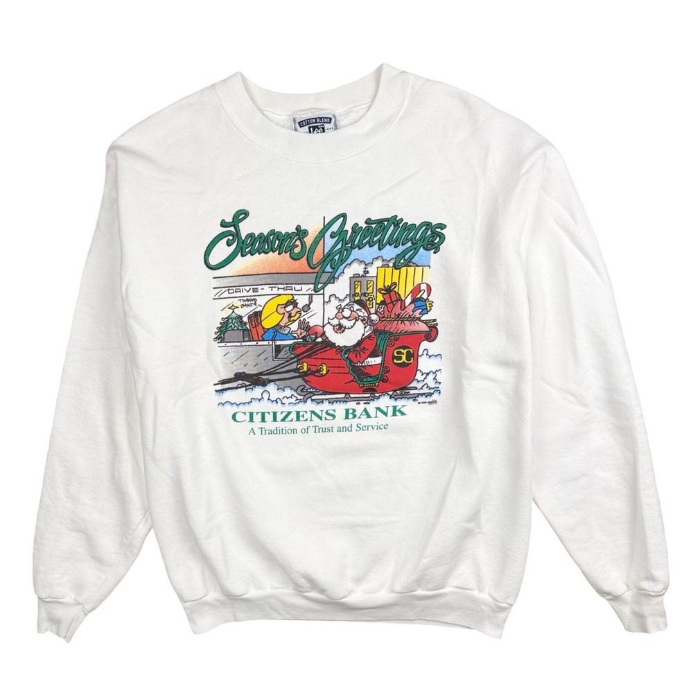 Vintage 1996 Lee Seasons‎ Greetings Citizens Bank Christmas Sweatshirt USA